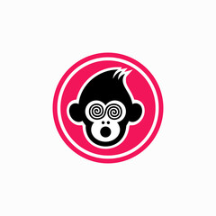 logo monkey cartoon red circle vector