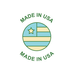 Made in the usa label icon in color icon, isolated on white background 