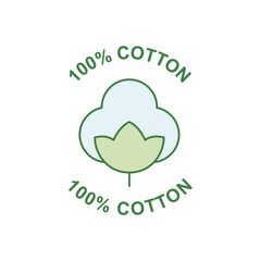 100% Cotton label icon in color icon, isolated on white background 