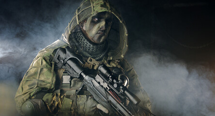 Obraz premium Fighter with a crossbow. Apocalypse