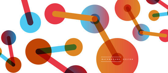 Line points connections geometric abstract background. Circles connected by lines. Trendy techno business template for wallpaper, banner, background or landing