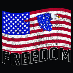 Patriotic USA American Freedom T-Shirt Vector, Freedom USA Flag American Eagle T-Shirt.