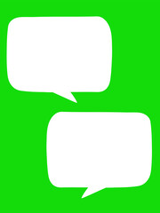 Two white speech bubbles on a green background. Vector illustration.