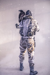 fighter with a crossbow and a raven