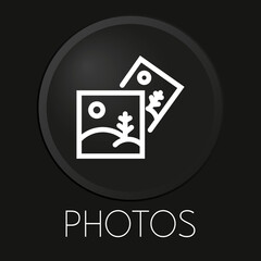 Photos minimal vector line icon on 3D button isolated on black background. Premium Vector.