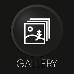 Gallery minimal vector line icon on 3D button isolated on black background. Premium Vector.