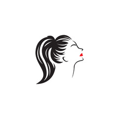 girl woman with hairstyle hair beautiful head silhouette vector logo icon symbol illustration design