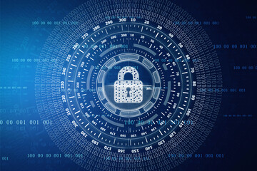 2d illustration Safety concept: Closed Padlock on digital background