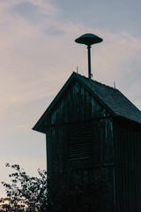 Germany air raid siren on a roof of a wooden tower for catastrophic and fire alarm