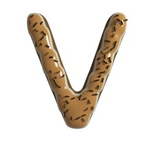 Chocolate Dessert Themed Font  Letter V
