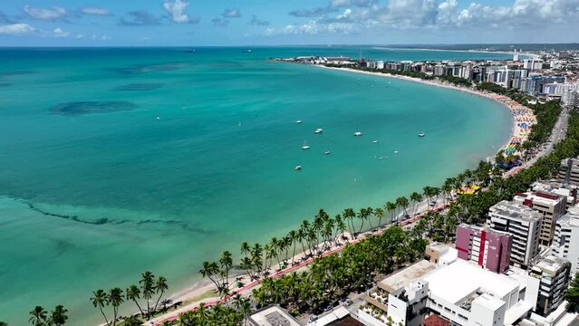 Gunga Beach At Maceio Alagoas Brazil. Sea View Skyline. Ocean Of Sea Touristic. Brazilian Ocean Island. Ocean Outdoor Summer. Maceio Alagoas.