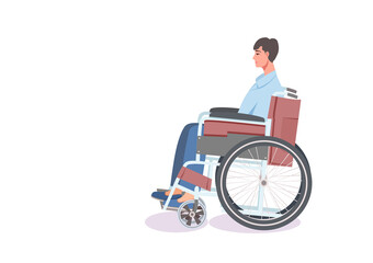 Female nurse pushing wheelchair illustration