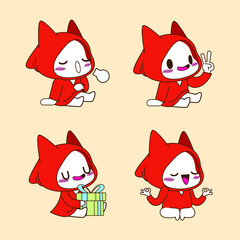 little red riding hood drawing cartoon, red hood sticker