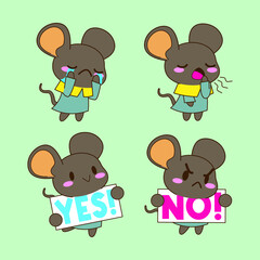 cute little mouse drawing cartoon, mouse sticker