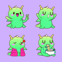 Fototapeta premium cute dragon drawing cartoon, dragon sticker