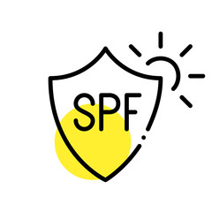 Sunscreen SPF protection to prevent ageing and skin cancer. Pixel perfect, editable stroke icon