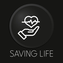 Saving life minimal vector line icon on 3D button isolated on black background. Premium Vector.