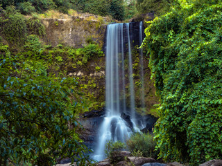 waterfall of dañicalqui estuary in the region of Ñuble, Chile, 
this waterfall is in a forest and to get to it you have to drive along a forest road and then walk through a small fores
