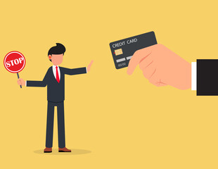 Rejection Gesture. businessman Hand Refusing The Offered Credit Cards, business financial marketing banking concept