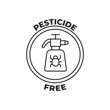 Pesticide Free Label Free Icon In Black Line Style Icon, Style Isolated On White Background