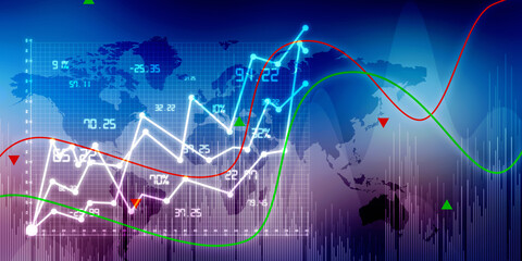 2d rendering Stock market online business concept. business Graph 
