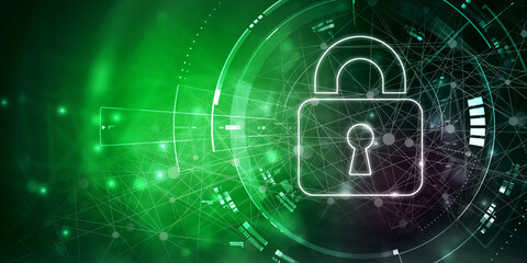 2d illustration Safety concept: Closed Padlock on digital background