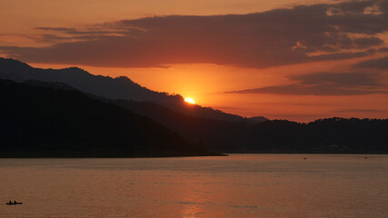 Beautiful sunset on the lake of Valle de Bravo, Mexico