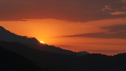 Beautiful sunset on the lake of Valle de Bravo, Mexico