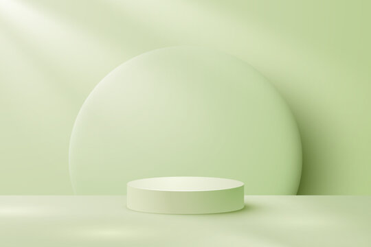 Minimal green podium display background for your product presentation or product display pedestal