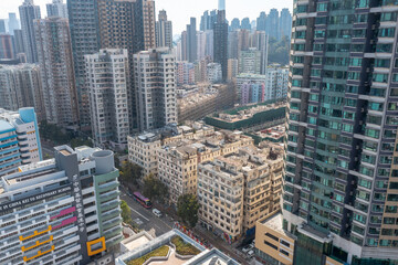 the urban renewal at to kwa wan, hong kong 12 March 2022 - obrazy, fototapety, plakaty