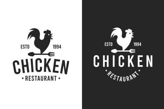 Chicken restaurant vintage logo template