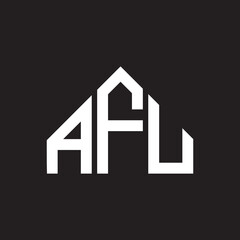 AFU letter logo design. AFU monogram initials letter logo concept. AFU letter design in black background.