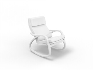 White single color modern armchair on white monochrome background. Minimalistic design object. 3d rendering icon ui ux interface element.