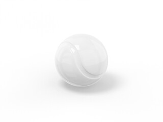 White one color tennis ball on a white flat background. Minimalistic design object. 3d rendering icon ui ux interface element.
