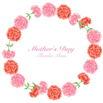 母の日をイメージしたカーネーションのフラワーリース／Carnation flower wreath inspired by Mother's Day