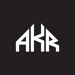 AKR letter logo design. AKR monogram initials letter logo concept. AKR letter design in black background.