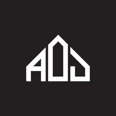AOJ letter logo design. AOJ monogram initials letter logo concept. AOJ letter design in black background.