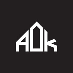 AOK letter logo design. AOK monogram initials letter logo concept. AOK letter design in black background.
