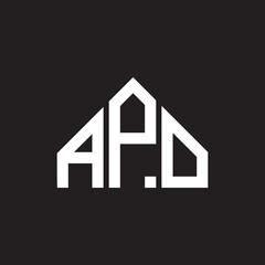 APO letter logo design. APO monogram initials letter logo concept. APO letter design in black background.