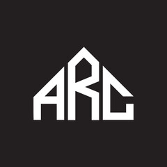 ARC letter logo design. ARC monogram initials letter logo concept. ARC letter design in black background.