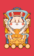 hand drawn cartoon jade rabbit illustration design