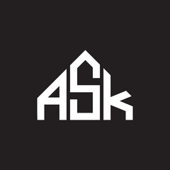 ASK letter logo design. ASK monogram initials letter logo concept. ASK letter design in black background.