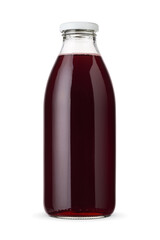 Glass of fresh red cherry juice isolated on white.