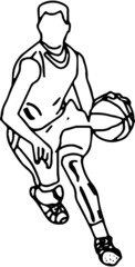 Line art illustration of basketball player, Outline sketch drawing of basketball sports