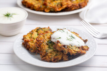 Mucver. Traditional Turkish Zuccini Mucver. Mucver is a Turkish fritter or pancake, made from grated zucchini.
