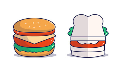 Burger and bun vector illustration