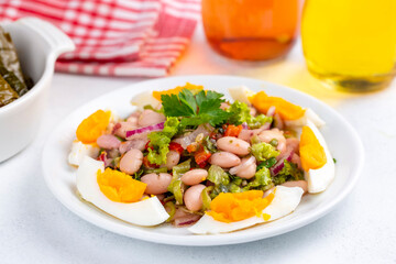 Turkish foods; dried beans salad (Turkish name; piyaz)