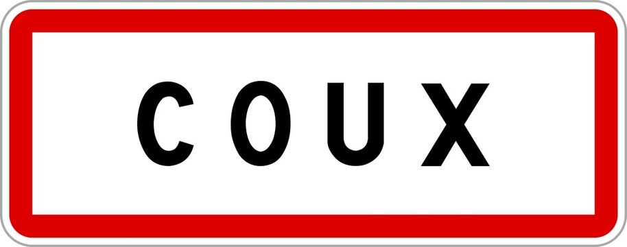 Panneau entr&eacute;e ville agglom&eacute;ration Coux / Town entrance sign Coux