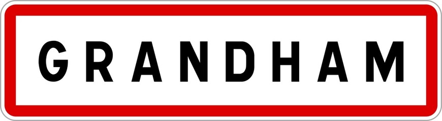 Panneau entrée ville agglomération Grandham / Town entrance sign Grandham