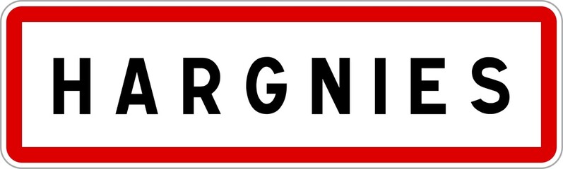 Panneau entrée ville agglomération Hargnies / Town entrance sign Hargnies
